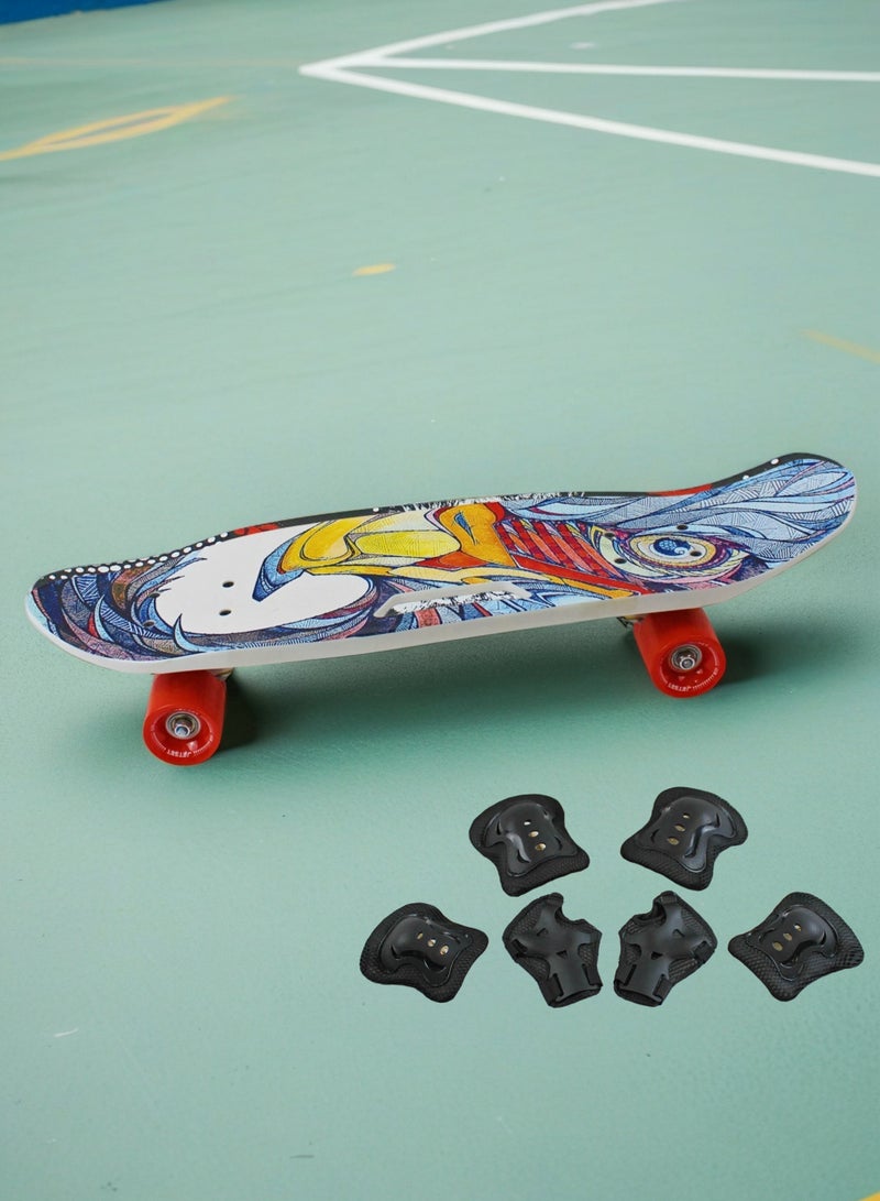 إيزي فيتشور لوح تزلج إيزي فيوتشر للأطفال، لوح بيني كروزر للأولاد والبنات من عمر 6 إلى 12 عامًا، لوح تزلج صغير كامل للشباب والمراهقين والمبتدئين، يتضمن معدات الحماية. - Image 1